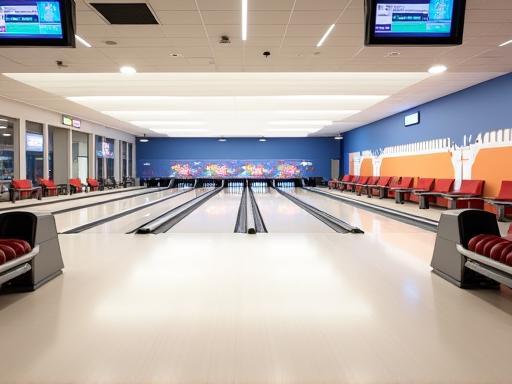 Bright and welcoming interior of Maple Leaf Lanes with bowling lanes and seating areas